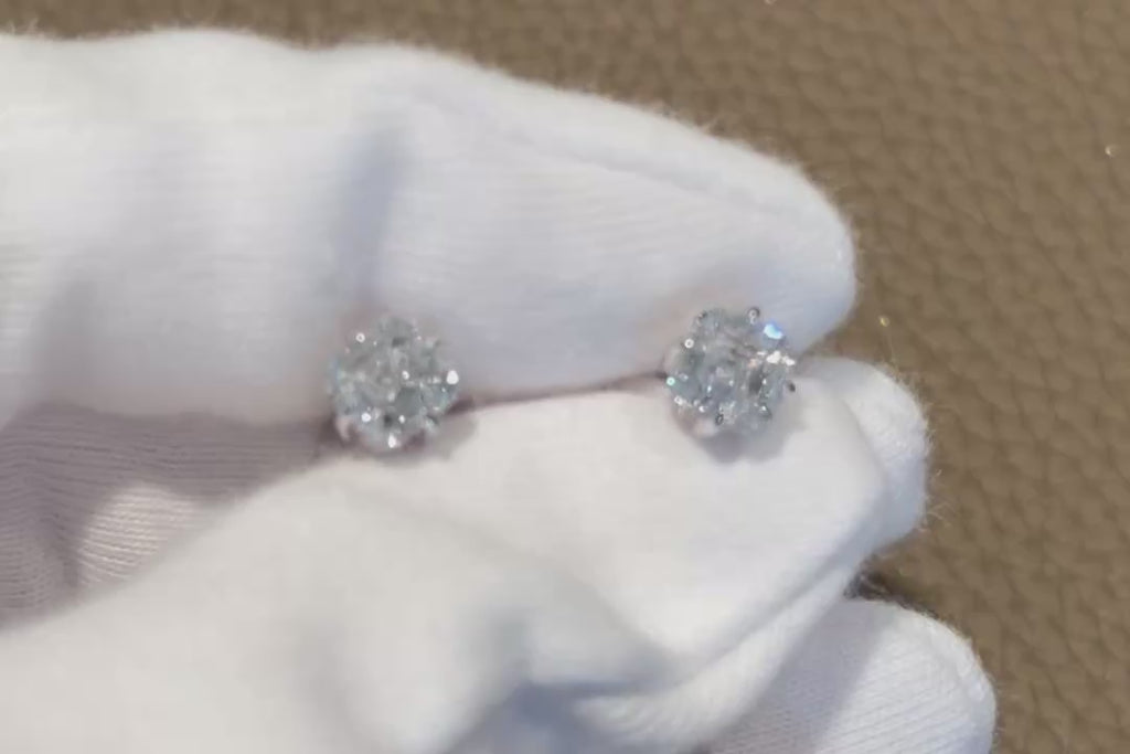 アッシャーカット ダイヤモンド クロスセッティング ピアス
